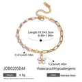 Gold chain and pastel bead bracelet with white daisy pendant and adjustable length - Daisy Macaron Color Beaded Chain (JDB0205044)