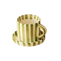Hand-painted green striped ceramic coffee mug and saucer set with a vintage aesthetic - Cup with Saucer / Green