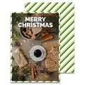Christmas card set with 2021 December calendar and green white diagonal stripes - Christmas Vibe Paper D / 10 Sheets 35*50cm