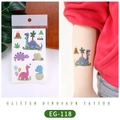 Glitter dinosaur temporary tattoo stickers for kids, cartoon style in EG-118 design - EG-118 (Glitter Dinosaur)