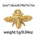 Golden 304 stainless steel bee pendant with textured wings and size dimension detail - Gold Bee (TP0446)