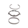 Dreiteiliges silbernes Titanstahl-Armband-Set mit Kronenanhänger und römischen Ziffern - Silber 3-teiliges Set