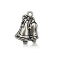 Vintage silver Christmas bell pendant with a bowknot for DIY jewelry making - Christmas Bell Charm