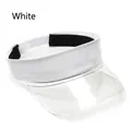 White open top sun hat with transparent visor for outdoor sports and UV protection - White