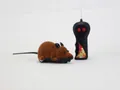 Small size brown flocked RC remote control mouse toy with black dual-button controller - Small Brown