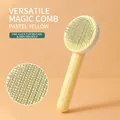 Orange self-cleaning pet slicker brush with skin-friendly needles and one-click hair removal - Candy Comb / Yellow