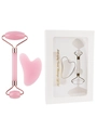 Pink jade facial massage gift set with double-head roller and heart gua sha stone - 2-Piece Resin Roller Pink + Gift Box