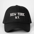 Classic black cotton baseball cap featuring white NEW YORK N.Y. embroidery on front - Black