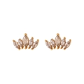 Elegant gold-plated stainless steel flower stud earrings with mini marquise zircons - Mini Crown Fan Shaped Micro-inlaid Zirconia Stud Earrings - White