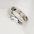 Irregular textured open cuff bracelet in bright silver finish for women minimalist style - Streamlined Wavy Wide Hinged Bangle (SL266) / Silver