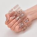 3D laser nail art stickers in brown marble and gold foil design, model DQ3-091 - Nude Marble Gold Foil Texture Style (DQ3-091)