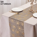 Gray Halloween table runner with gold spider web pattern in 11x236 inch size - Gold Spider Web