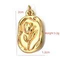 Golden tulip flower oval pendant in stainless steel with 3.2g weight for DIY jewelry - BXGPJ101-Tulip Relief Plaque Pendant