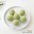 Set of 6 sage green flocked Christmas balls 6cm with gold caps for tree decoration - 6cm/Set of 6 / Light Green