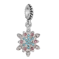 Colgante de copo de nieve plateado con pedrería rosa y azul claro brillante - Estilo Copo de Nieve Multicolor (018)