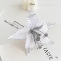 White Christmas poinsettia decoration with silver glitter and 20cm width petal display - Diameter 20cm / White