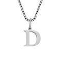 Minimalist stainless steel box chain necklace featuring a silver letter D pendant charm - D-Silver