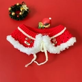Collier de Noël pour animaux, écharpe tricotée rouge avec pendentifs de fête - Cape de Noël Rouge