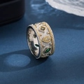 Vintage-Ring im französischen Stil aus Silber und Gold mit Edelsteinen und Emaille - US 9