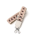 38mm ethnic style embroidered bag strap with geometric diamond patterns and silver clips - Diamond Pattern White Top Grain Leather - Silver Metal
