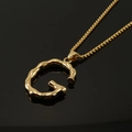 Gold stainless steel necklace with irregular lava-style letter G pendant on box chain - Gold Letter G Pendant