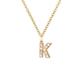 Collar minimalista de acero bañado en oro de 14K con colgante de letra K con pavé - Letra K-Oro de 14K