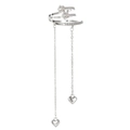 Ear cuff a stella argento con zirconi micro-pavé e nappine a catena con ciondolo a cuore - Placcato Argento Zirconia Bianca / Argento
