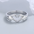 Elegant 925 sterling silver heart gesture ring with creative hand design - US 6 / White Gold