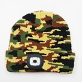 Knitted beanie with LED light in camouflage pattern with integrated Bluetooth feature - 4-LED Style / Camo Yellow