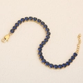 18K gold plated stainless steel bracelet with dark blue round-cut crystals - Gold-Blue / Bracelet