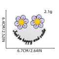 Detail showing embroidered flower patch with 'Just be happy and smile' text and dimensions - Style 2# (Just be happy)