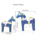 Set of two vintage blue hand-painted wooden horse ornaments in different sizes - Blue Horse - Set of 2