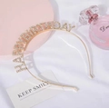 Golden sparkling rhinestone Happy Birthday tiara headband for party celebrations - Happy Birthday Style (Gold)