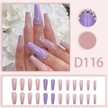 Lavender and pink coffin nails with bow designs and rhinestone accents in style D116 - D116 (Glue Type)