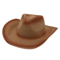 Sombrero vaquero de paja degradado estilo occidental con ala ancha y cuerda cortavientos - Talla única / Camel + Marrón Rojizo (Con Cuerda Cortavientos)