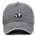 Berretto da baseball in cotone lavato grigio scuro con ricamo panda per uomo e donna - Grigio
