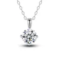 S925 sterling silver necklace with a 6.5mm one carat moissanite solitaire pendant - FDDZ-072 / 6.5MM / White Gold