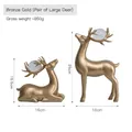 Golden bronze resin elk couple figurines with crystal balls for home decor - Large Set of 2 / Bronze Gold