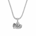 Hip Hop Silber Tennis Kette mit eisigem Hand-Geld-Anhänger und Zirkonia Steinen - Hand hält Geld / Silber