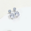 Silver leaf drop earrings featuring round and oval cut clear cubic zirconia stones - ES2593 Oval White Zircon