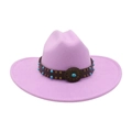 Purple wool felt wide brim fedora hat featuring western style turquoise leather band - One Size / Taro Purple