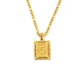 18K gold plated necklace with hollow filigree border and embossed letter S pendant - Letter S (SP598G-S)