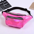 Chic holographic pink laser fanny pack with adjustable strap for outdoor sports - Rose Red