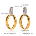 Vista dettagliata di orecchini ovali bicolore con misure e specifiche precise - Bicolore Oro e Argento (HC-E10824-GS)