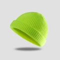 Neon green ribbed knit beanie hat for men and women in a minimalist skull cap style - One Size / Neon Yellow