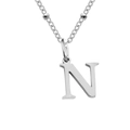 Elegant silver titanium steel ball chain necklace featuring a capital letter N pendant - Letter N / Silver