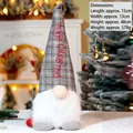 Grey plaid Christmas gnome plush with Merry Christmas embroidery, 48cm tall festive ornament - No Light - Grey Plaid Merry Christmas (404-B)