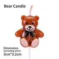 Brown teddy bear candle with black bow for cupcake topper decoration, size 3x3.2cm - Single Box Bear Candle (1 Pc)