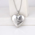 Silver stainless steel heart locket necklace with I Love You engraving for women - I LOVE YOU Heart/Steel
