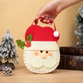 Christmas Santa felt gift bag with handle for candy, red and white holiday ornament bag - Santa Claus